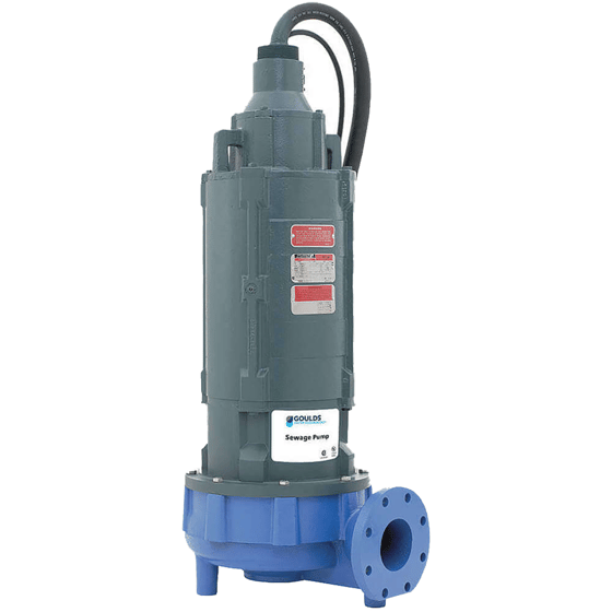 Goulds 4NS12K2MC, 4NS Series, Sewage Pump, 7-1/2 HP, 200 Volts, 3 Phase, 4" Flanged Horizontal Discharge, 900 GPM Max, 55 ft Max Head, 25 ft Cord, Manual