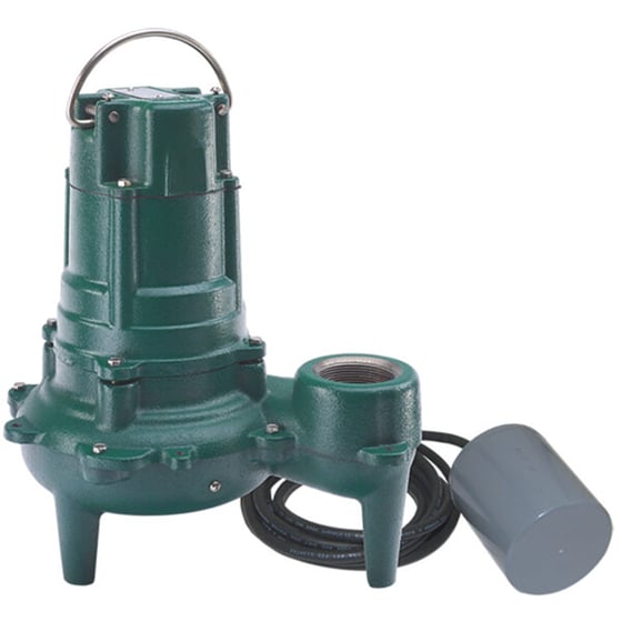 Zoeller 267-0032, Model BN267, Waste-Mate 260 Series, Sewage Pump with Variable Level Float Switch, 1/2 HP, 115 Volts, 1 Phase, 9.4 Amps, 2" NPT Discharge, 115 GPM Max, 20 ft Max Head, 10 ft Cord, Automatic