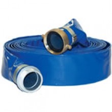 Apache 98138060 3 x 25 Blue Standard-Duty PVC Lay-Flat Discharge Hose with Aluminum Pin Lug Fittings 