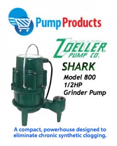Pump Products a Master Distributor of New Zoeller Shark Model 800 Grinder Pumps